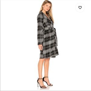 Size XS Plaid Coat Worn Once - Black and Gray/White